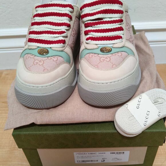 Gucci Women Gucci(WMNS) Gucci Screener Sneaker \'GG Monogram Beige Pink\'